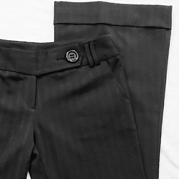 Copper Key Black Pinstriped Wide Leg Cuffed Pants Size 7 - Picture 2 of 9